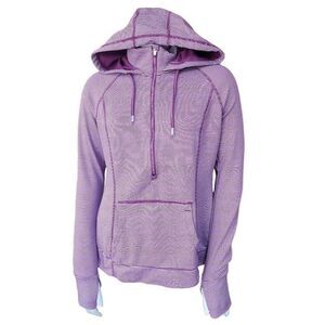 Tangerine Purple & White Striped Half Zip Hoodie (M)